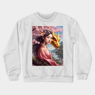 Girl between cherry blossoms Crewneck Sweatshirt